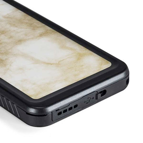 Gold and White Marble Galaxy S23 Waterproof Case