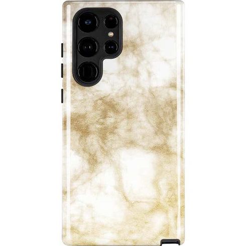 Gold and White Marble Galaxy S24 Ultra Impact Case
