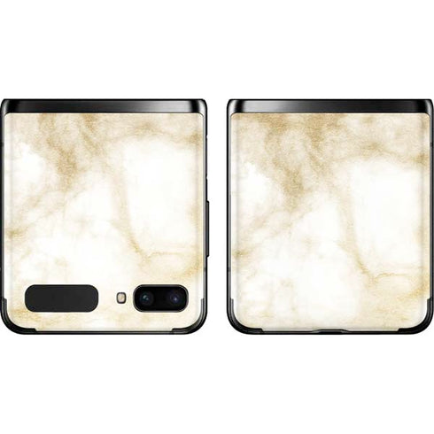 Gold and White Marble Galaxy Z Flip Skin