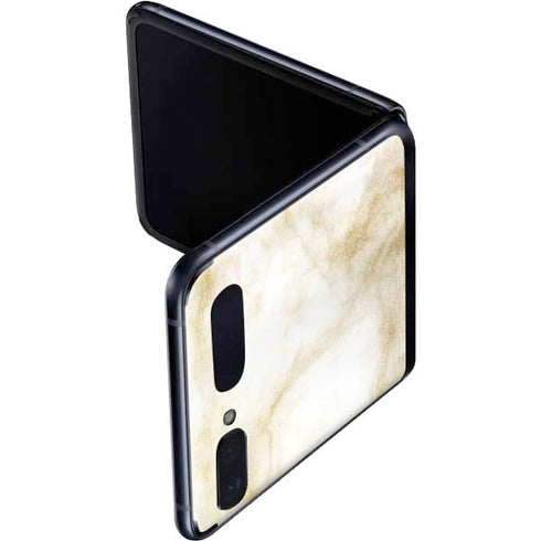 Gold and White Marble Galaxy Z Flip Skin