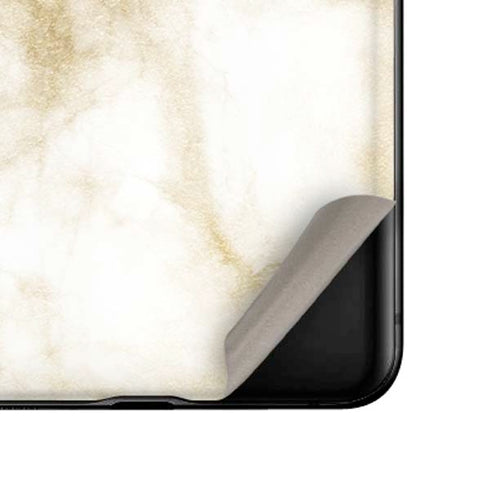 Gold and White Marble Galaxy Z Flip Skin