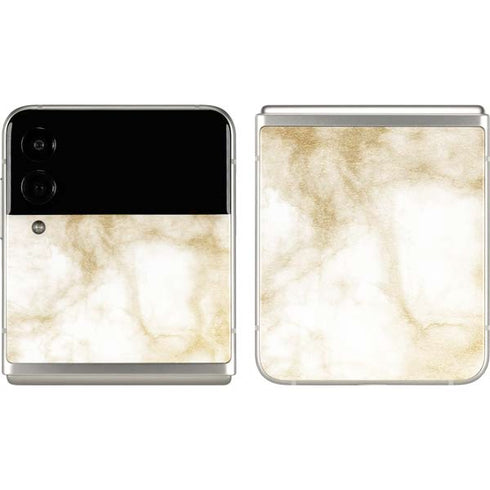 Gold and White Marble Galaxy Z Flip3 5G Skin