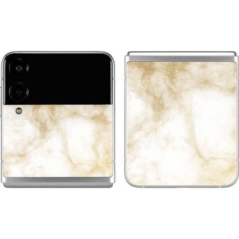 Gold and White Marble Galaxy Z Flip4 5G Skin