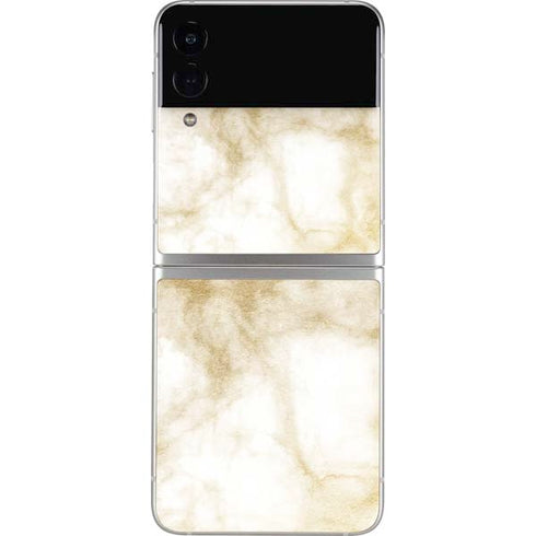 Gold and White Marble Galaxy Z Flip4 5G Skin