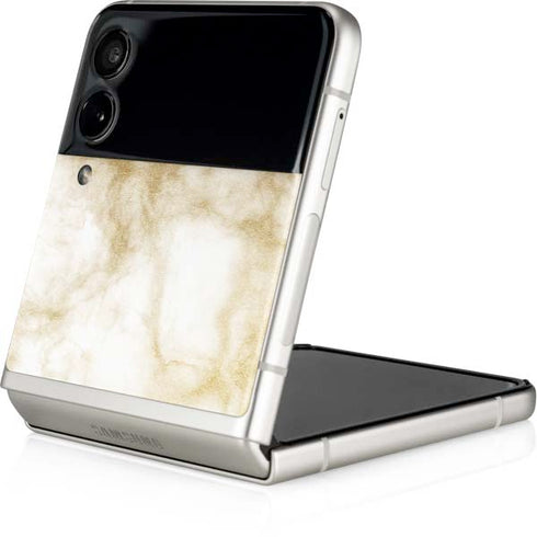 Gold and White Marble Galaxy Z Flip4 5G Skin