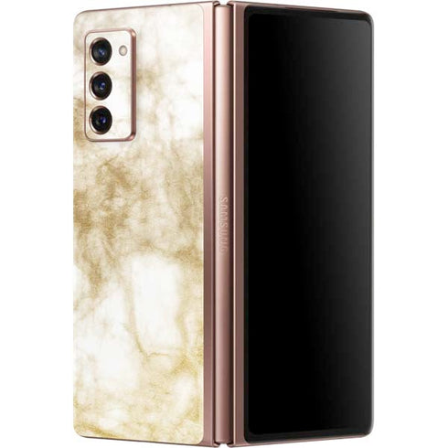Gold and White Marble Galaxy Z Fold2 5G Skin