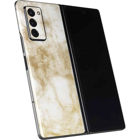Gold and White Marble Galaxy Z Fold2 5G Skin