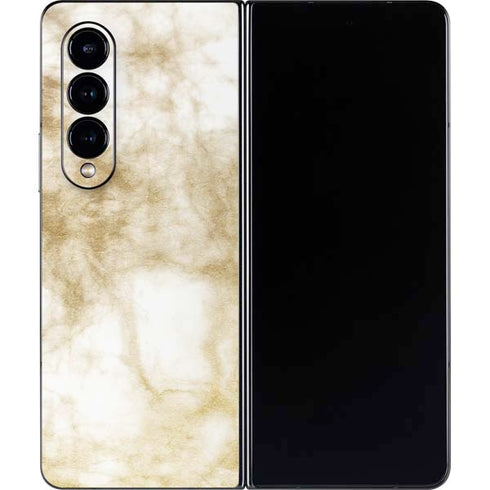 Gold and White Marble Galaxy Z Fold4 5G Skin