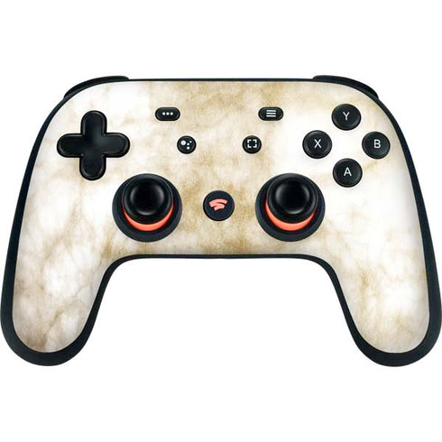 Gold and White Marble Google Stadia Controller Skin