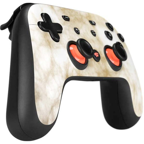 Gold and White Marble Google Stadia Controller Skin
