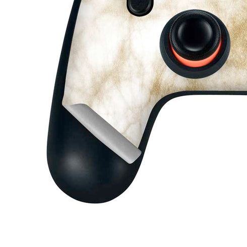Gold and White Marble Google Stadia Controller Skin