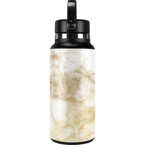 Gold and White Marble Hydro Flask 32oz Wide Mouth Skin