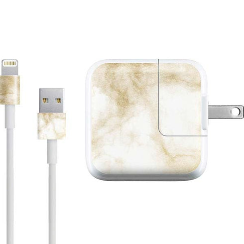 Gold and White Marble iPad Charger (10W USB) Skin