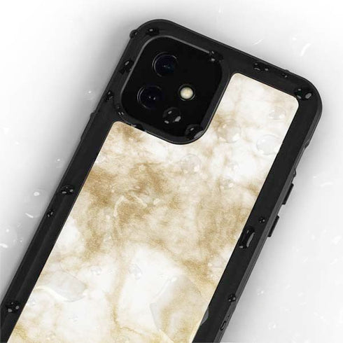 Gold and White Marble iPhone 12 Mini Waterproof Case