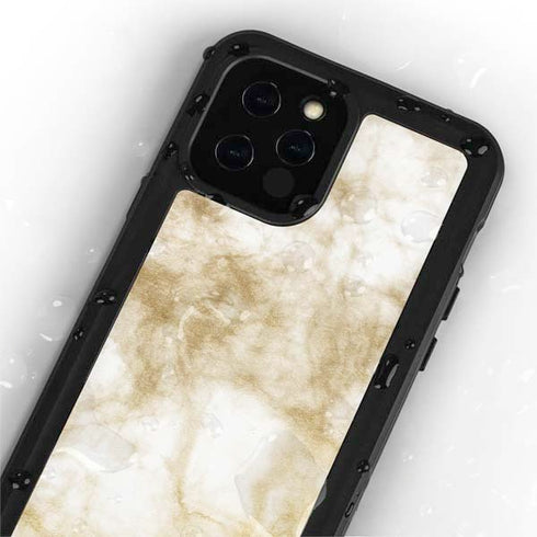 Gold and White Marble iPhone 12 Pro Waterproof Case