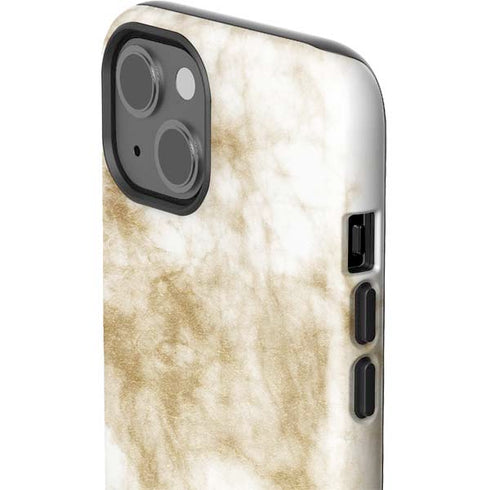 Gold and White Marble iPhone 15 Plus Impact Case