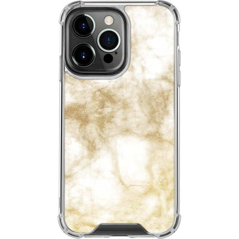Gold and White Marble iPhone 15 Pro Clear Case