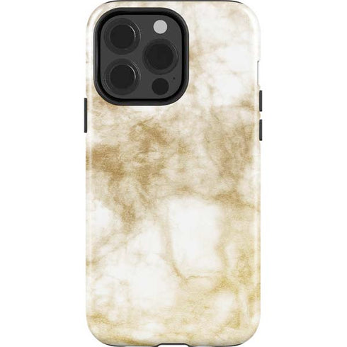 Gold and White Marble iPhone 15 Pro Impact Case