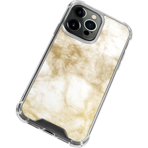 Gold and White Marble iPhone 15 Pro Max Clear Case