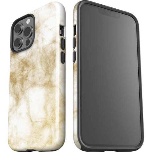 Gold and White Marble iPhone 15 Pro Max Impact Case