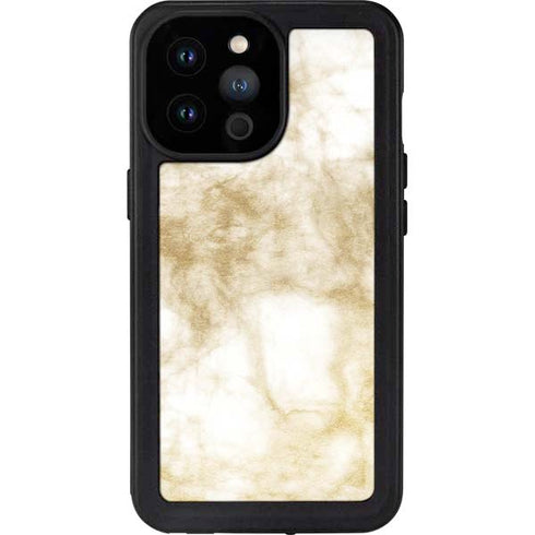 Gold and White Marble iPhone 14 Pro Max Waterproof Case