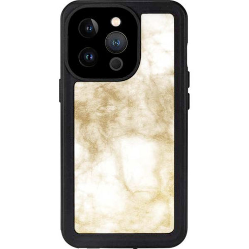 Gold and White Marble iPhone 14 Pro Waterproof Case