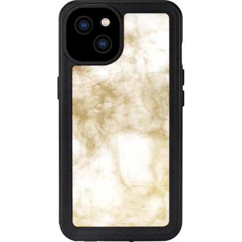 Gold and White Marble iPhone 15 Plus Waterproof Case