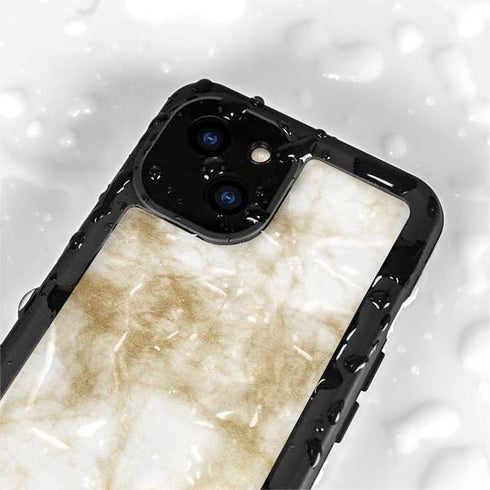 Gold and White Marble iPhone 15 Plus Waterproof Case