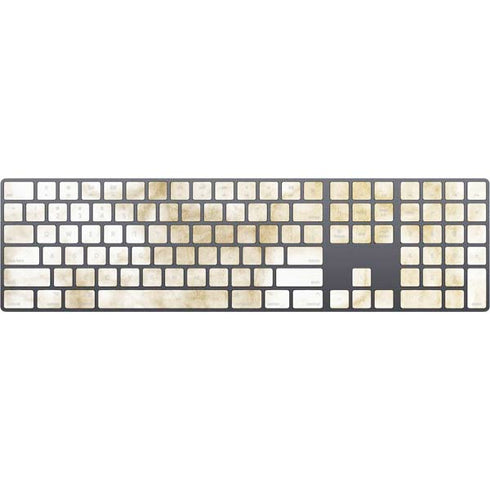 Gold and White Marble Magic Keyboard with Numeric Keypad Skin