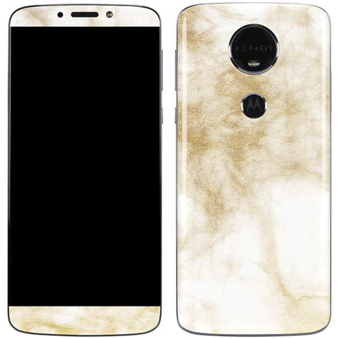 Gold and White Marble Moto E5 Plus Skin