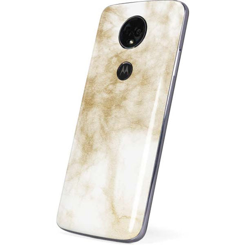 Gold and White Marble Moto E5 Plus Skin