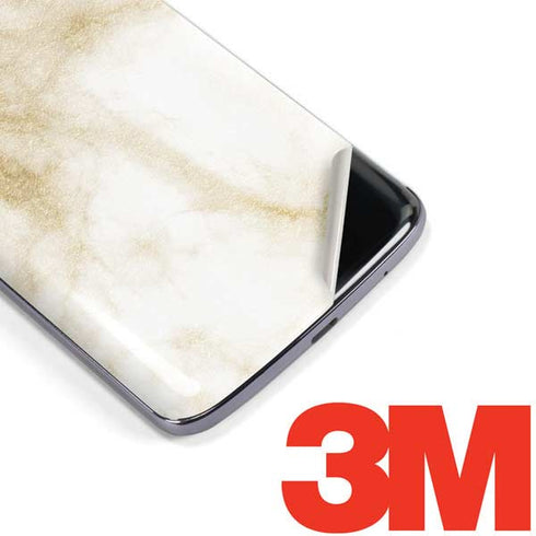 Gold and White Marble Moto E5 Plus Skin
