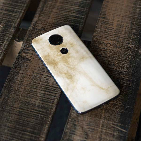 Gold and White Marble Moto E5 Plus Skin