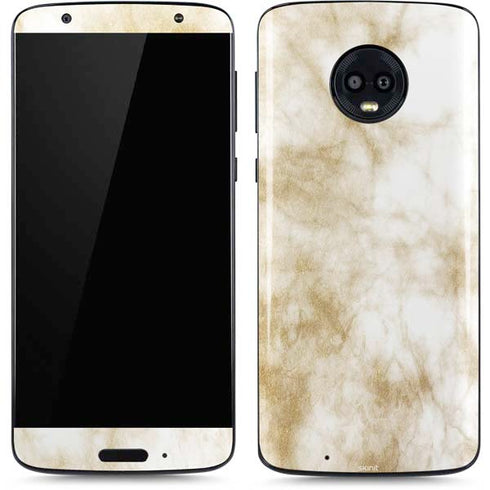 Gold and White Marble Moto G6 Skin