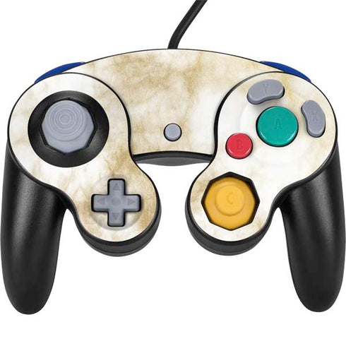 Gold and White Marble Nintendo GameCube Controller Skin