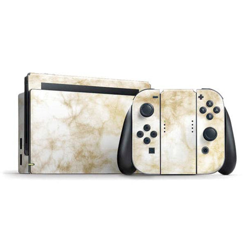Gold and White Marble Nintendo Switch Bundle Skin
