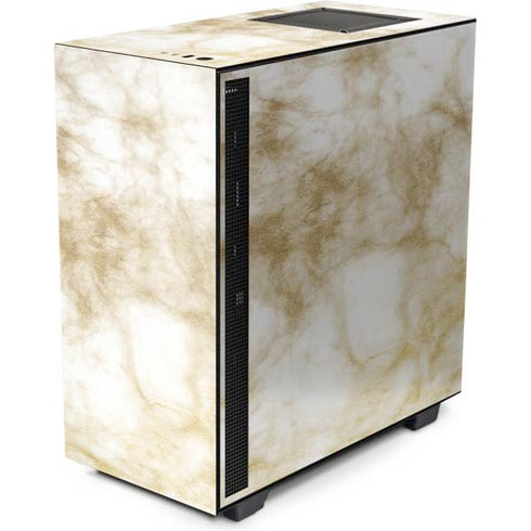 Gold and White Marble NZXT H510 Compact ATX Mid-Tower Case Skin