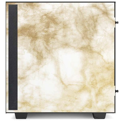 Gold and White Marble NZXT H510 Compact ATX Mid-Tower Case Skin