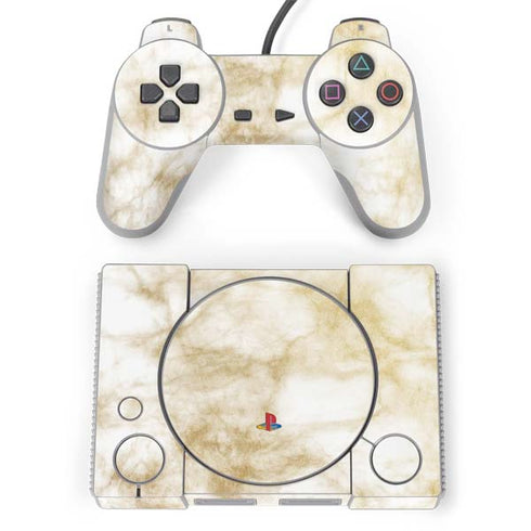Gold and White Marble PlayStation Classic Bundle Skin