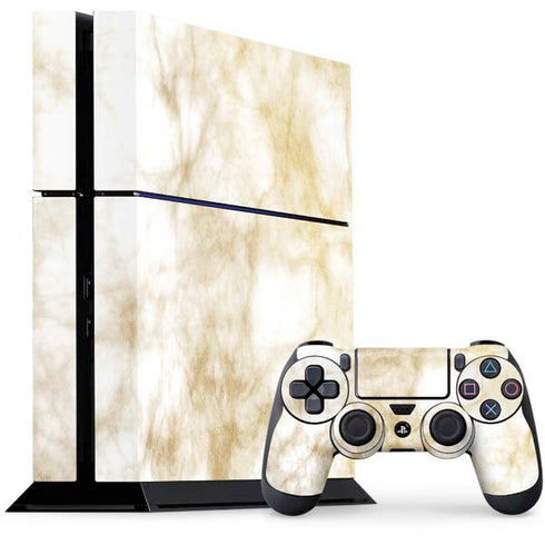 Gold and White Marble PS4 Console and Controller Bundle Skin