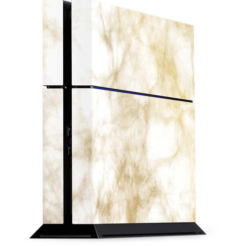 Gold and White Marble PS4 Console Skin