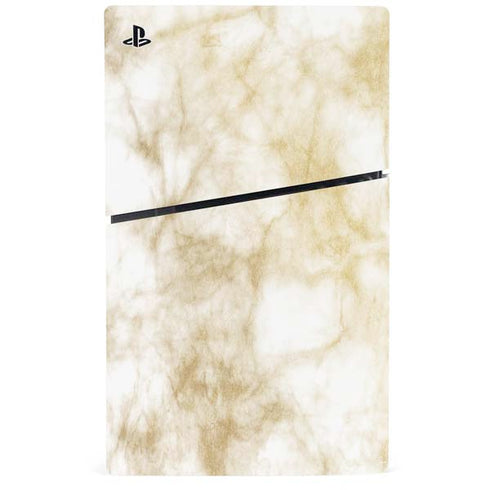 Gold and White Marble PS5 Slim Disk Console Skin
