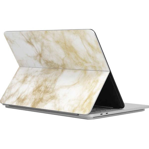 Gold and White Marble Surface Laptop Studio Skin
