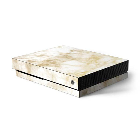 Gold and White Marble Xbox One X Console Skin