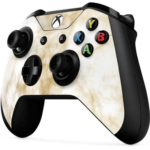 Gold and White Marble Xbox One X Controller Skin