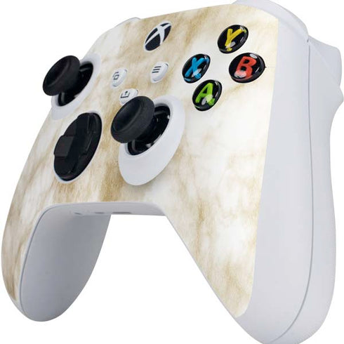 Gold and White Marble Xbox Series S Controller Skin