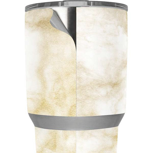 Gold and White Marble Yeti 30oz Rambler Tumbler Skin