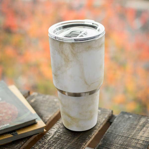 Gold and White Marble Yeti 30oz Rambler Tumbler Skin