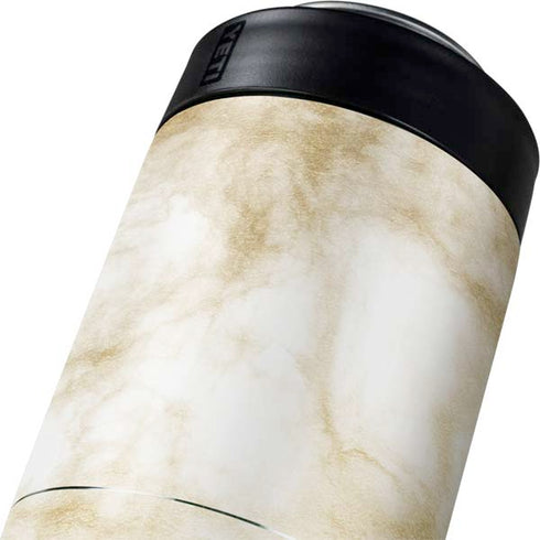 Gold and White Marble Yeti Colster Can Insulator Skin
