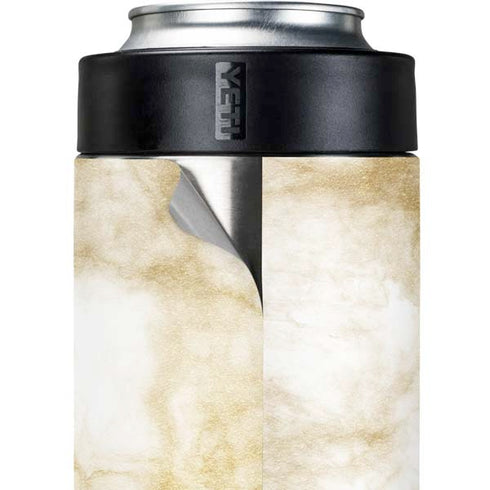 Gold and White Marble Yeti Colster Can Insulator Skin